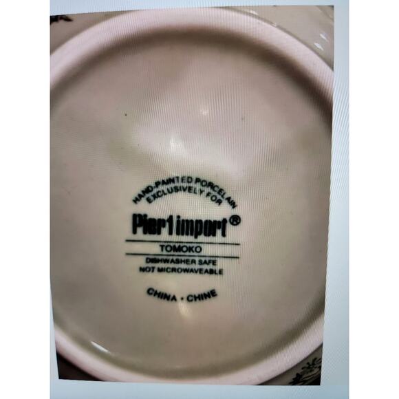 VTG Pier One Tomoko Tea Set w/ Metal Carrier Porcelain Floral Pattern Blue Green - Picture 4 of 5